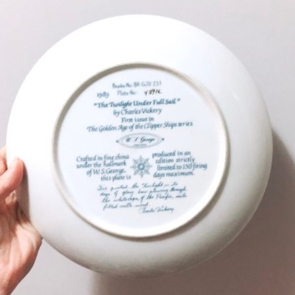 1989 Vintage Plate Fine China W.S. George Collector Plate/ Charles Vickery - Picture 3 of 3